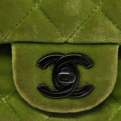 CHANEL Mini Matelasse 20 Single Flap Chain Bag Velor Green CC 115601A