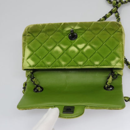 CHANEL Mini Matelasse 20 Single Flap Chain Bag Velor Green CC 115601A