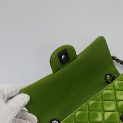 CHANEL Mini Matelasse 20 Single Flap Chain Bag Velor Green CC 115601A