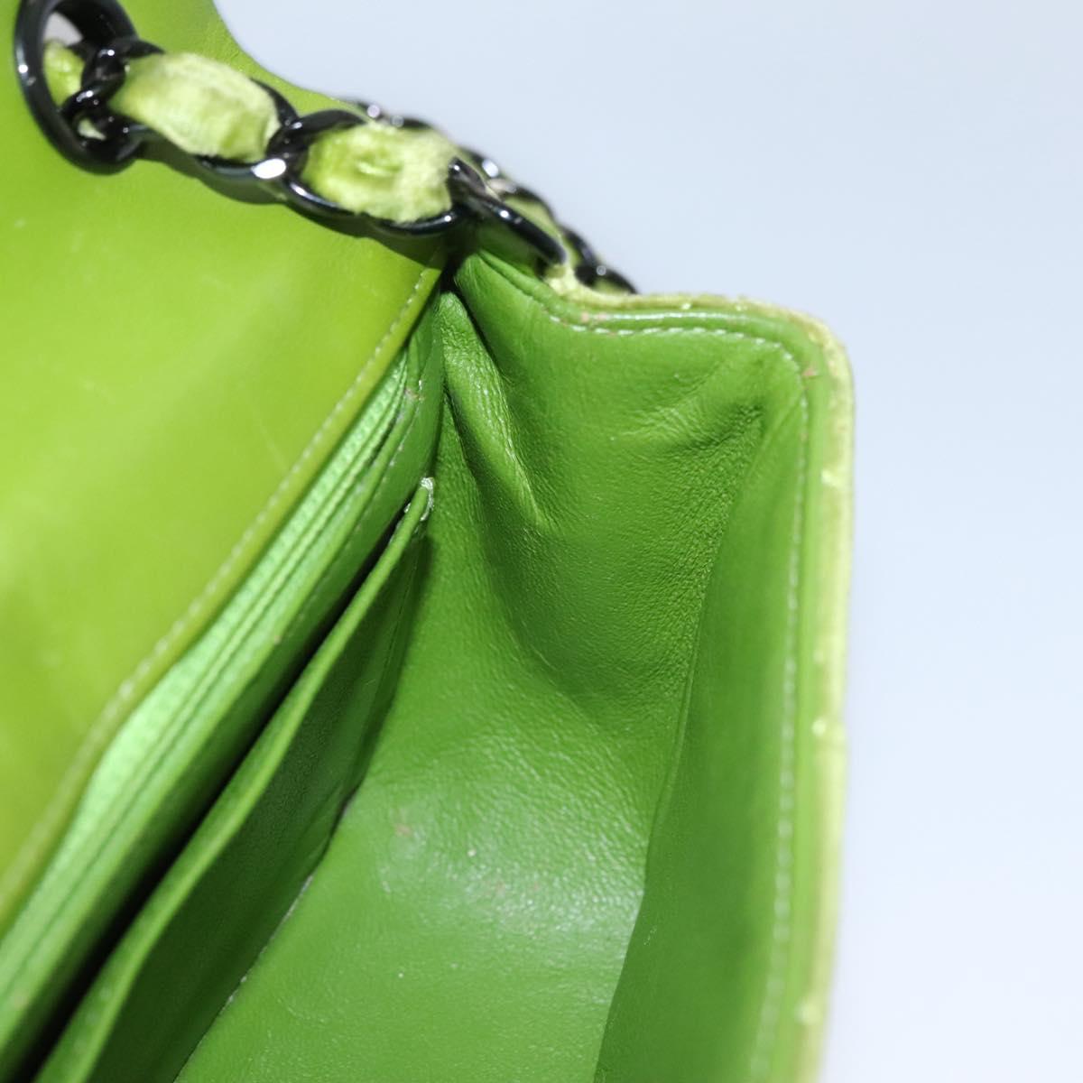 CHANEL Mini Matelasse 20 Single Flap Chain Bag Velor Green CC 115601A