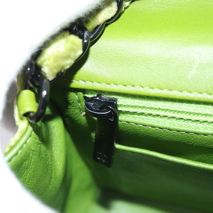 CHANEL Mini Matelasse 20 Single Flap Chain Bag Velor Green CC 115601A