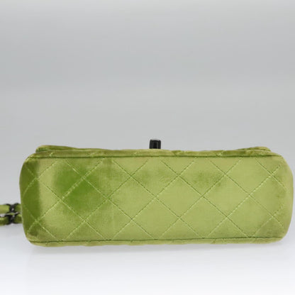 CHANEL Mini Matelasse 20 Single Flap Chain Bag Velor Green CC 115601A