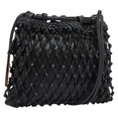 CHANEL Shoulder Bag Lamb Skin Black Gold CC 115603