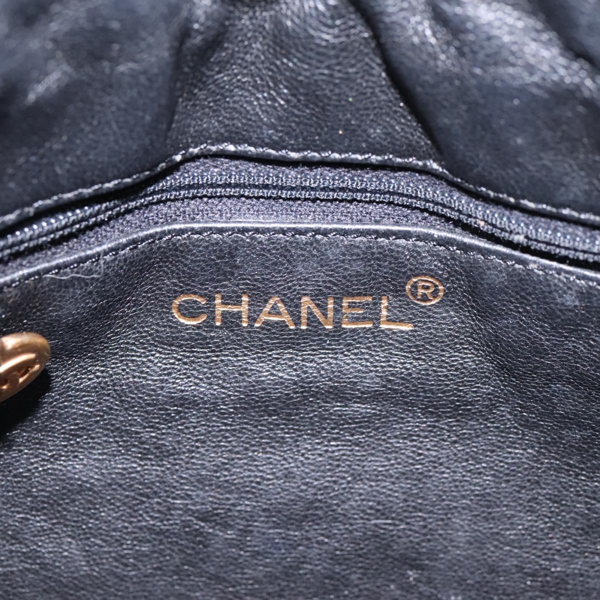 CHANEL Shoulder Bag Lamb Skin Black Gold CC 115603