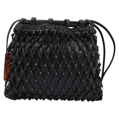 CHANEL Shoulder Bag Lamb Skin Black Gold CC 115603