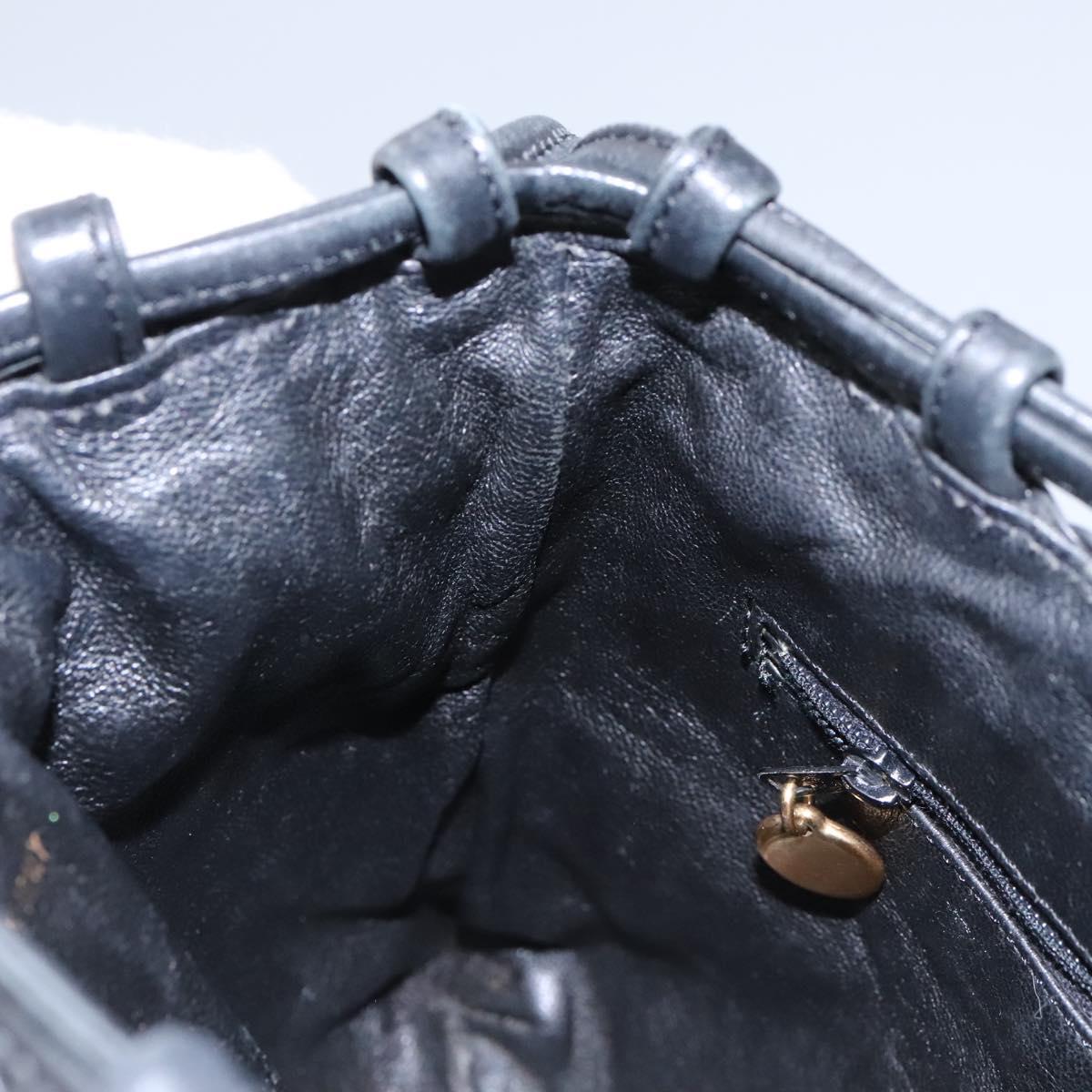 CHANEL Shoulder Bag Lamb Skin Black Gold CC 115603