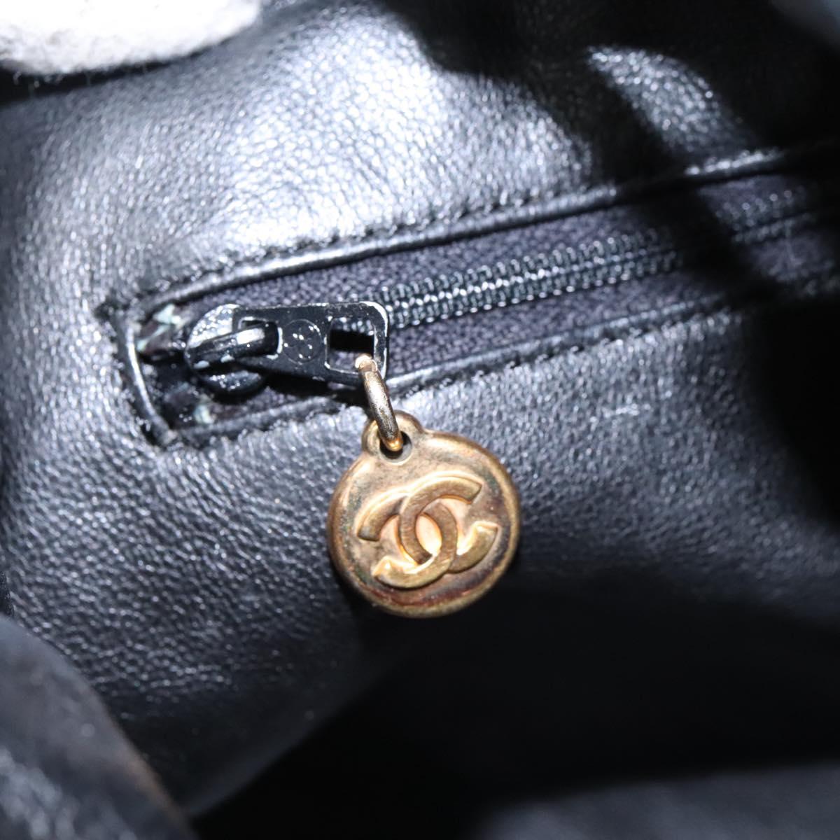 CHANEL Shoulder Bag Lamb Skin Black Gold CC 115603