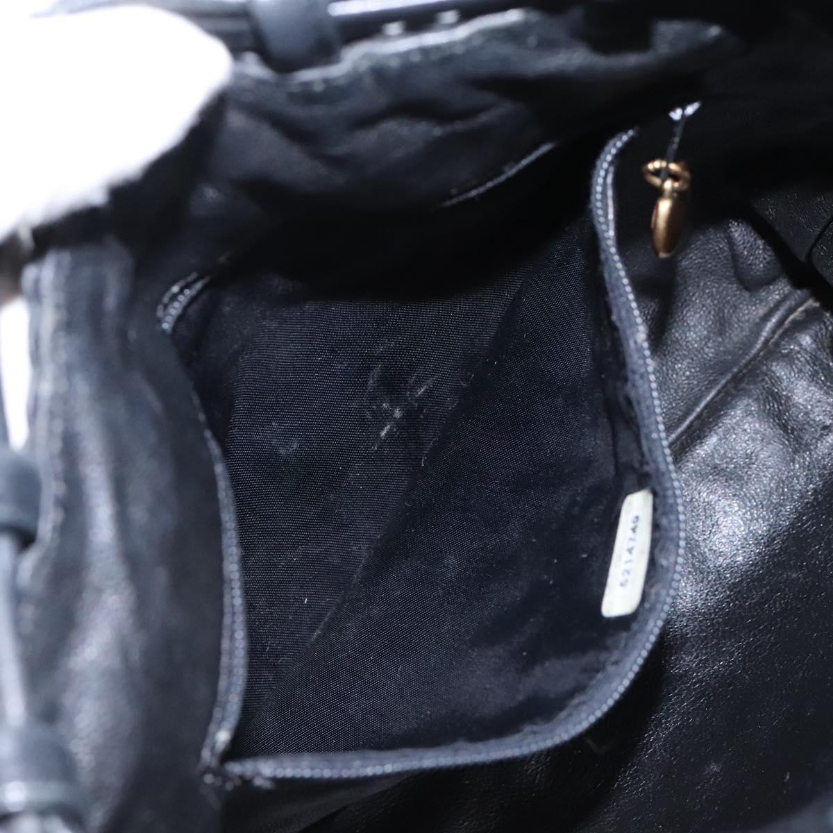 CHANEL Shoulder Bag Lamb Skin Black Gold CC 115603