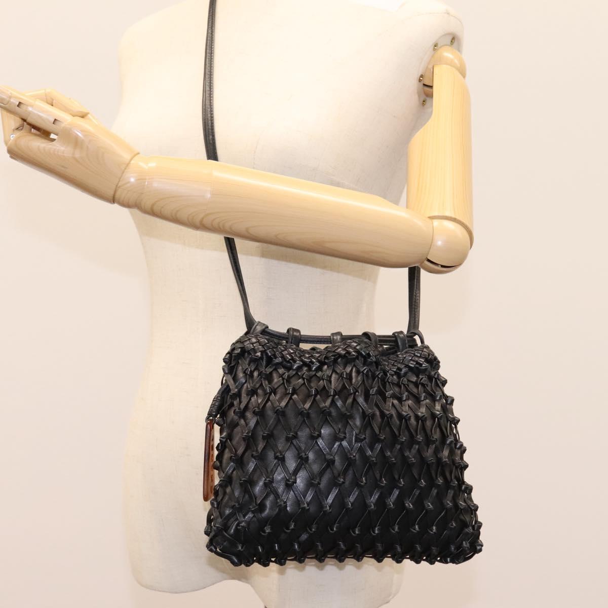 CHANEL Shoulder Bag Lamb Skin Black Gold CC 115603
