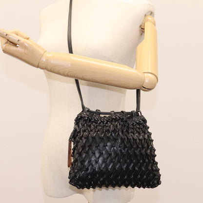 CHANEL Shoulder Bag Lamb Skin Black Gold CC 115603