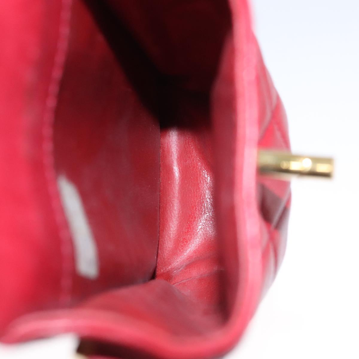 CHANEL Matelasse Pouch Lamb Skin Red Gold CC 115604