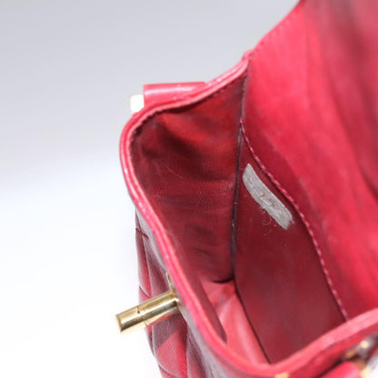 CHANEL Matelasse Pouch Lamb Skin Red Gold CC 115604