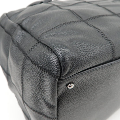 CHANEL Chocobar Caviar Skin Boston Bag Shoulder Bag Black