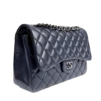 Chanel Navy Caviar Jumbo Classic