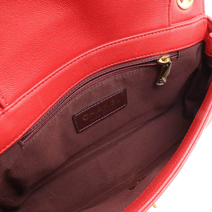 Chanel Matelasse Leather Chain Shoulder Bag Red