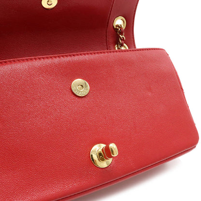 Chanel Matelasse Leather Chain Shoulder Bag Red