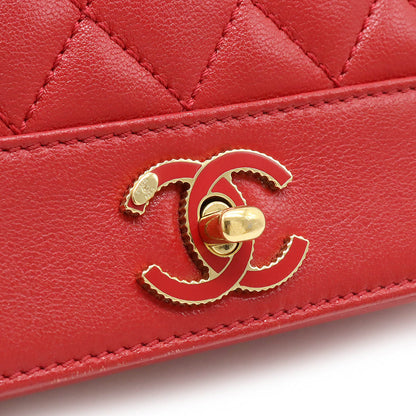 Chanel Matelasse Leather Chain Shoulder Bag Red