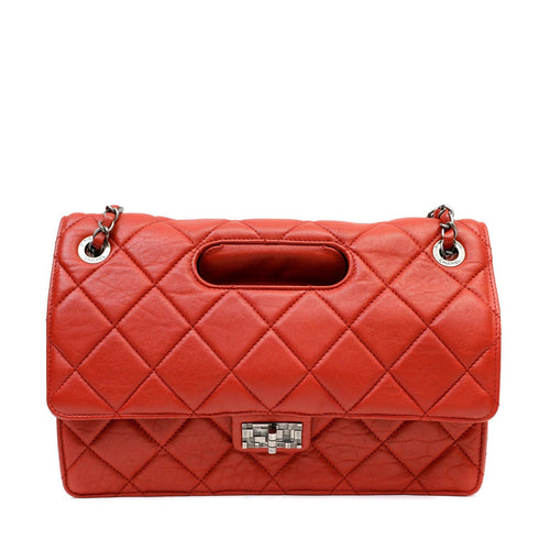 Chanel Red Quilted Distressed Lambskin Toolbox Bag w/ Gunmetal Hardware