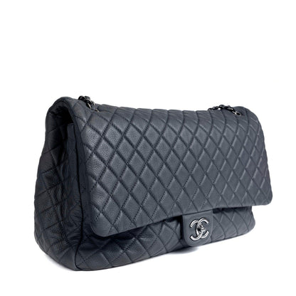 Chanel Navy XXL Classic w/ Gunmetal Hardware