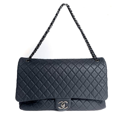 Chanel Navy XXL Classic w/ Gunmetal Hardware
