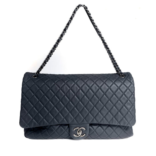 Chanel Navy XXL Classic w/ Gunmetal Hardware