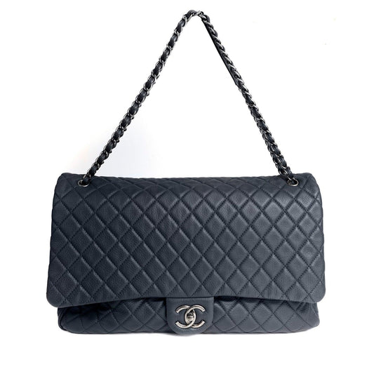 Chanel Navy XXL Classic w/ Gunmetal Hardware