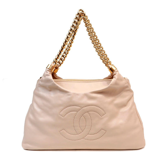Chanel Beige Lambskin Rodeo Drive Hobo