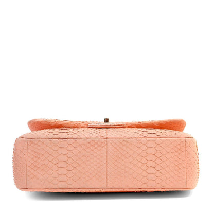 Chanel Bubblegum Pink Python Jumbo Classic w/ Silver Hardware