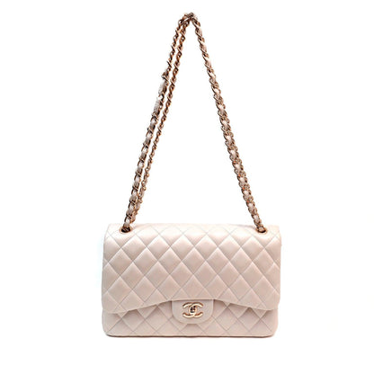 Chanel Light Beige Lambskin Jumbo Classic w/ Rose Gold Hardware