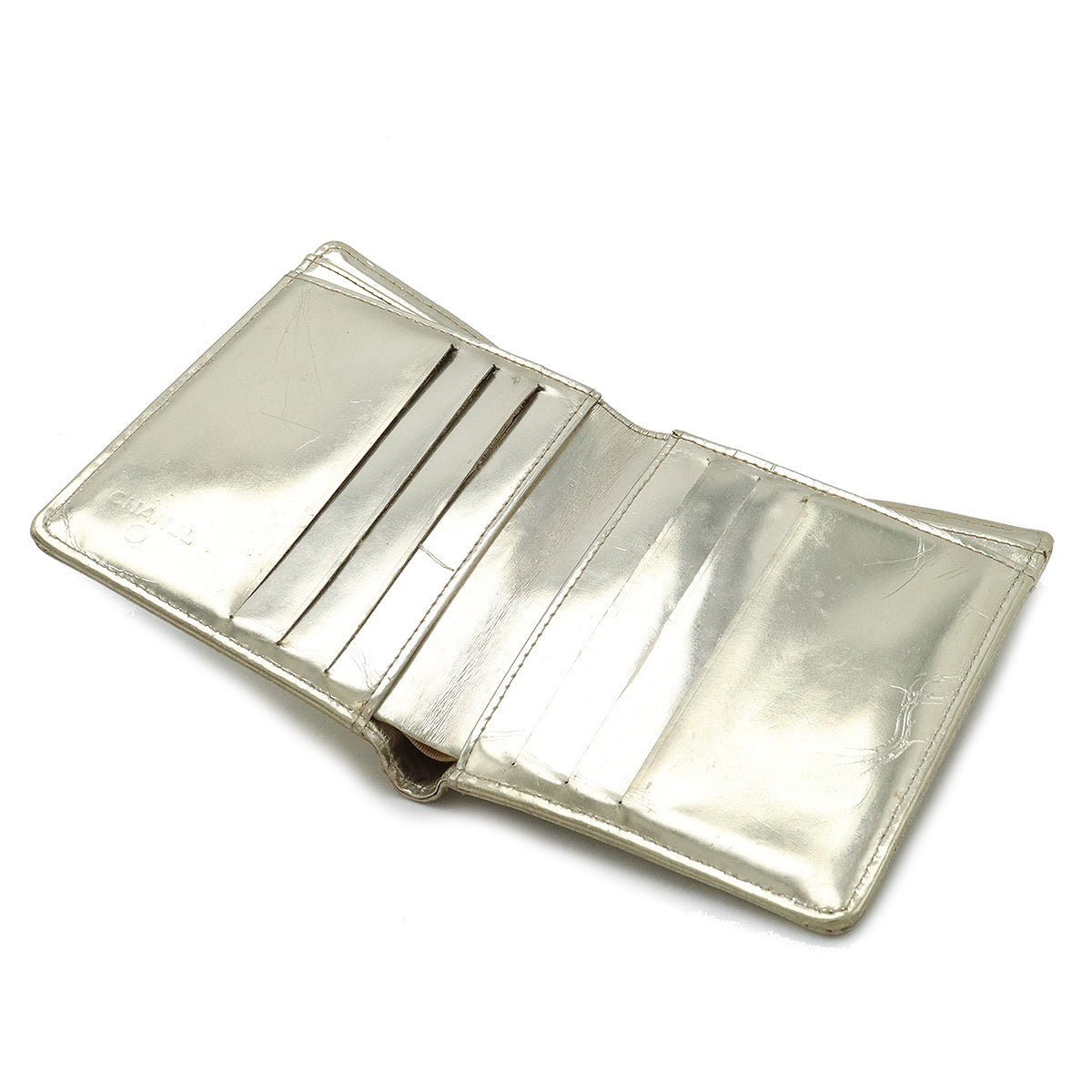 Chanel Metallic Leather Micro Chocolate Bar Wallet