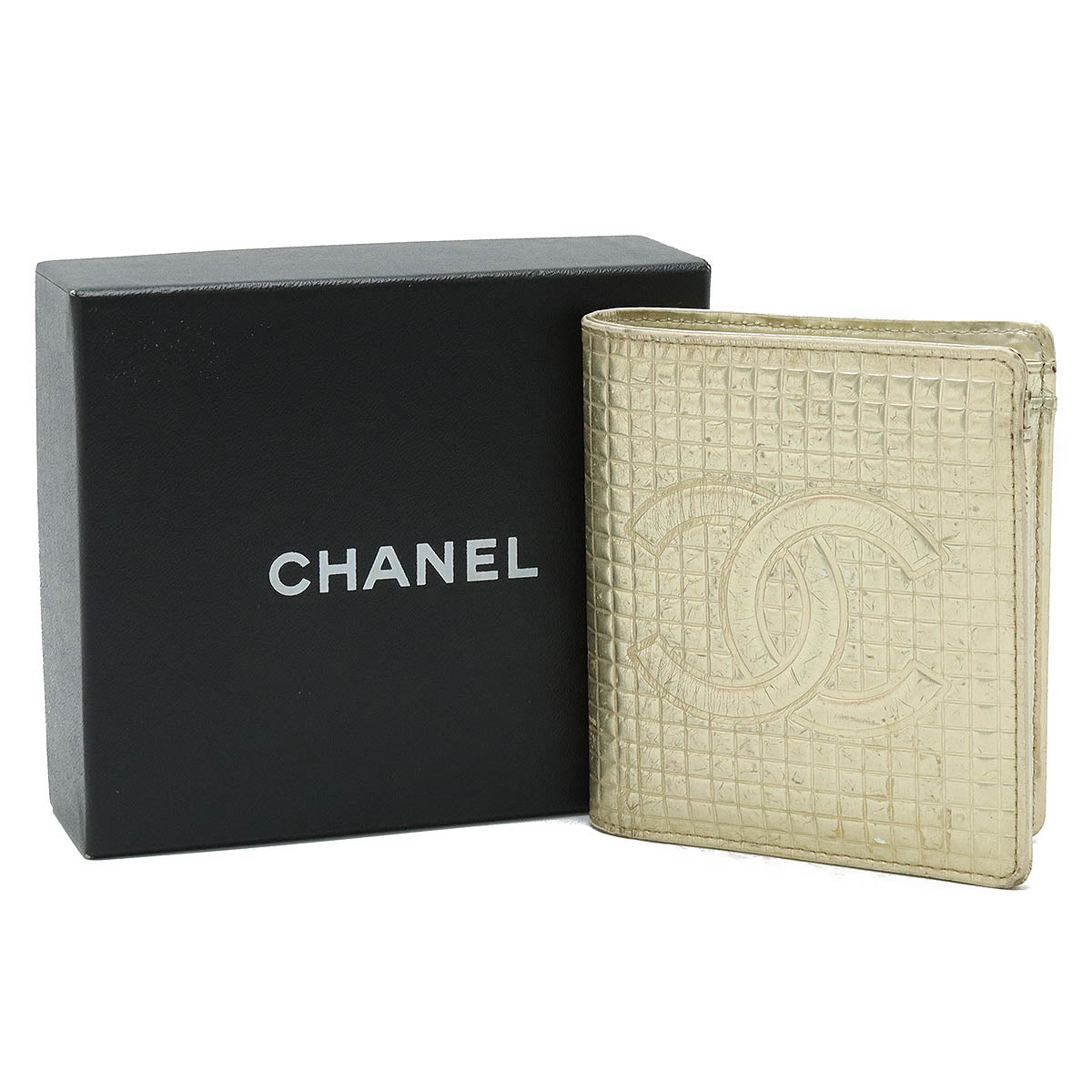 Chanel Metallic Leather Micro Chocolate Bar Wallet