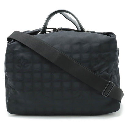 Chanel Nylon Jacquard Leather Boston Bag A15969