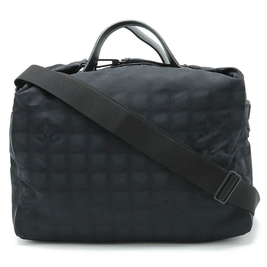 Chanel Nylon Jacquard Leather Boston Bag A15969