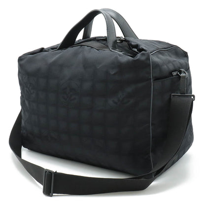 Chanel Nylon Jacquard Leather Boston Bag A15969