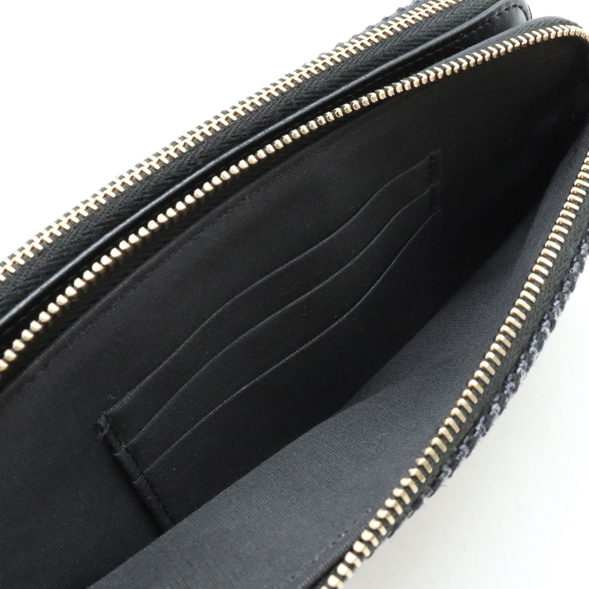 Chanel Canvas Leather Chain Wallet Navy