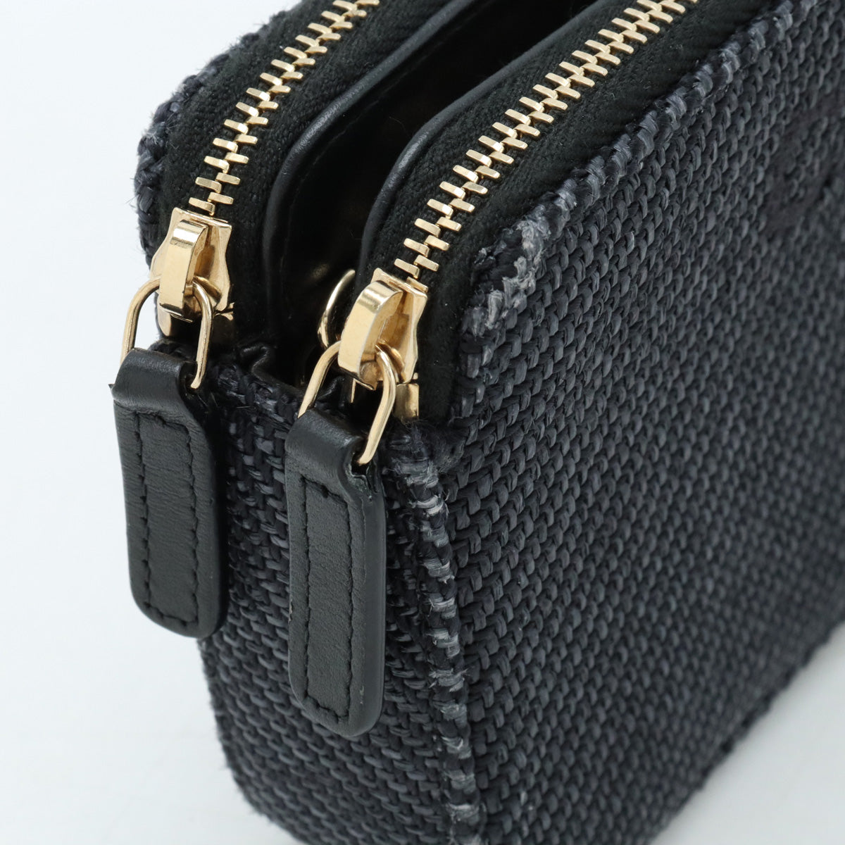 Chanel Canvas Leather Chain Wallet Navy