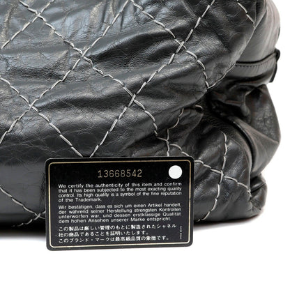 Chanel Slate Topstitched Distressed Leather Large Tote