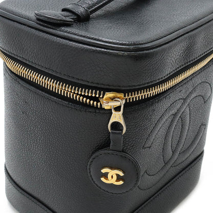 Chanel Caviar Vanity Bag Black Leather