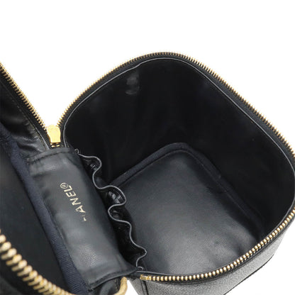 Chanel Caviar Vanity Bag Black Leather