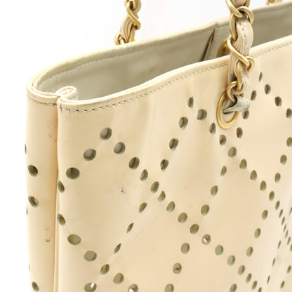 Chanel Coco Mark Patent Tote Bag Beige