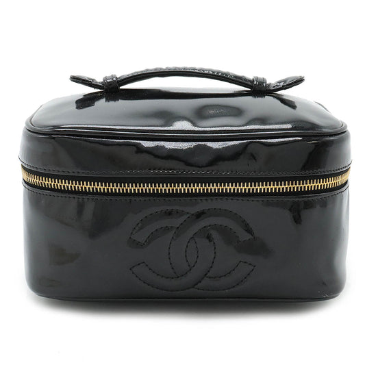 Chanel Coco Mark Vanity Bag Handbag Black Gold Hardware