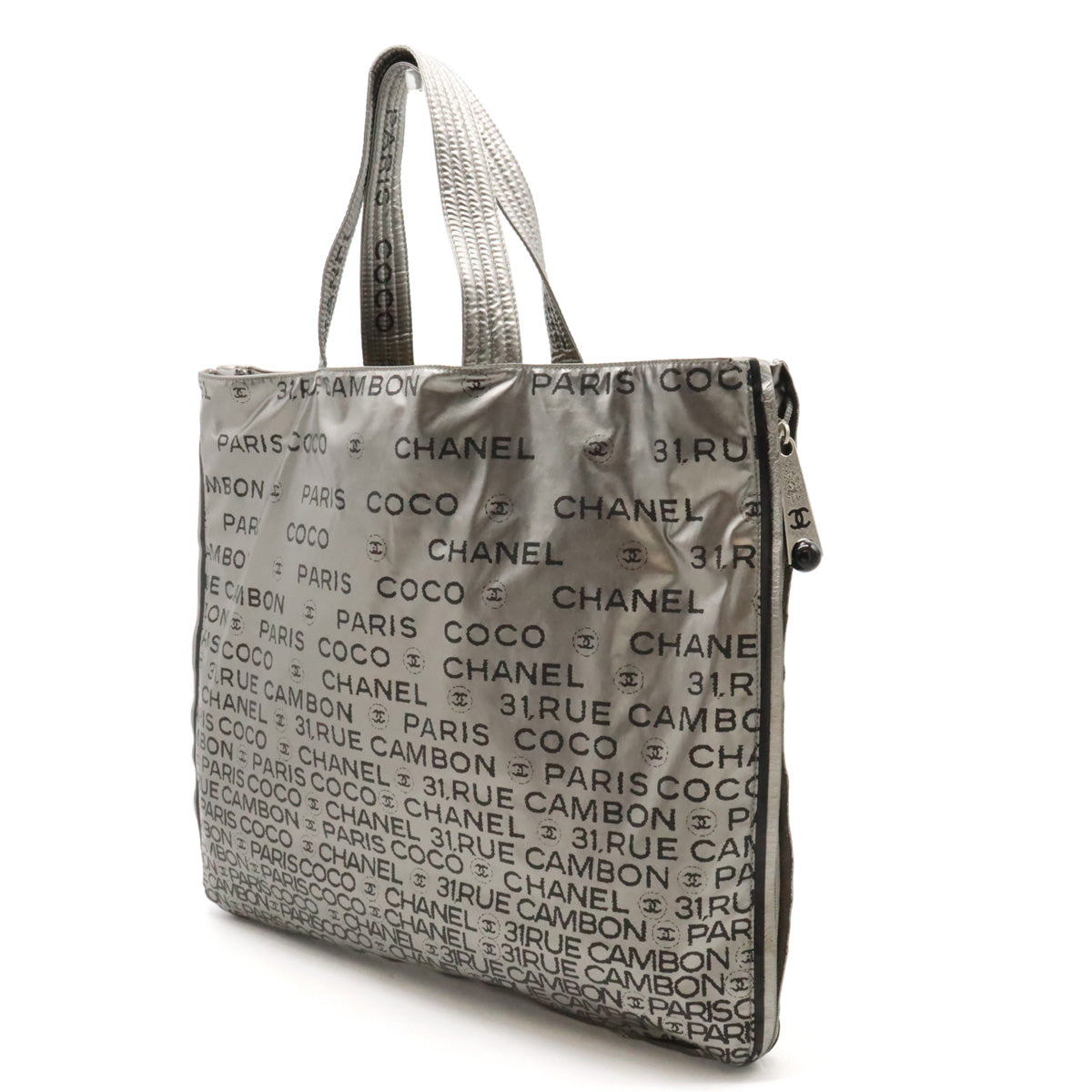 Chanel Nylon Logo Tote Bag Silver A46113