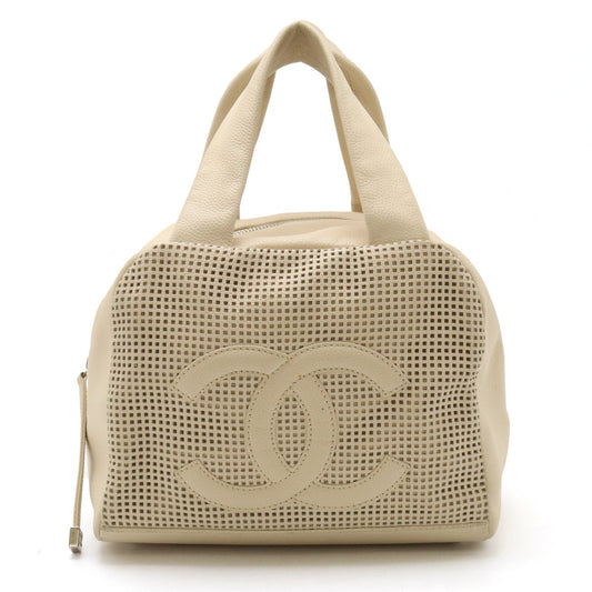 Chanel Leather Coco Mark Handbag Beige