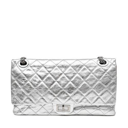 Chanel Metallic Silver Maxi Classic Reissue 2.55