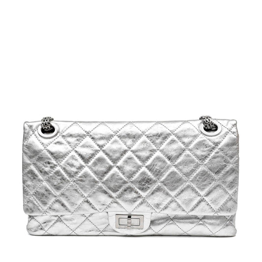 Chanel Metallic Silver Maxi Classic Reissue 2.55