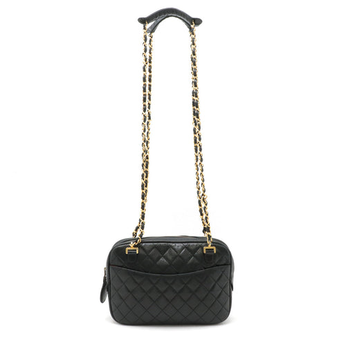Chanel Leather Matelasse Chain Shoulder Bag Black in New Condition
