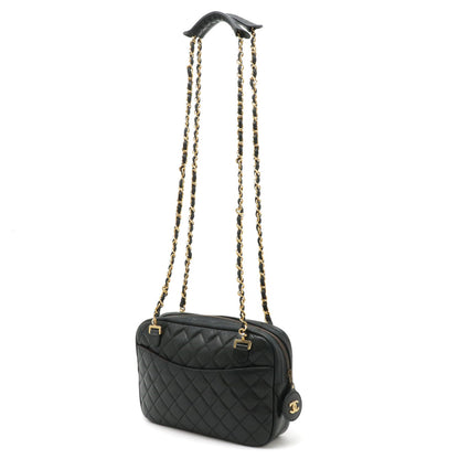 Chanel Leather Matelasse Chain Shoulder Bag Black in New Condition