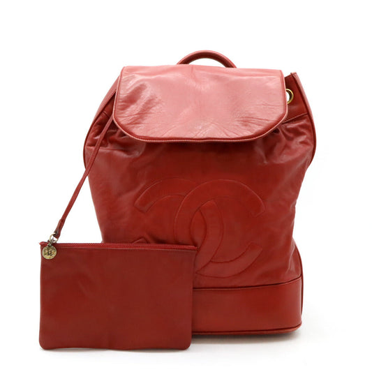 Chanel Leather Coco Mark Shoulder Bag Red