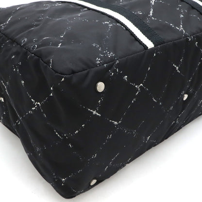Chanel Nylon Travel Line Boston Bag Black Red