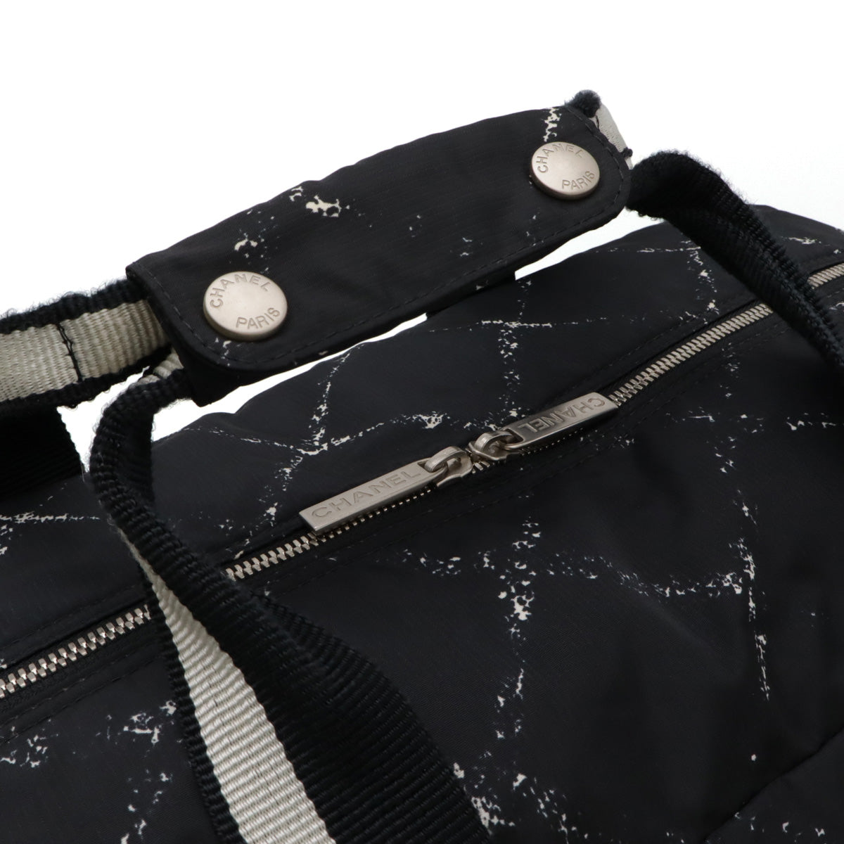 Chanel Nylon Travel Line Boston Bag Black Red
